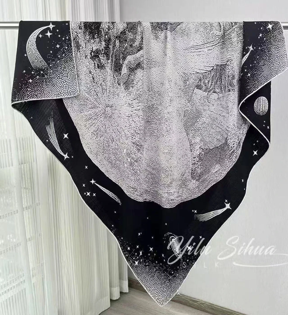 (白月光)2025新款时尚双面丝巾春秋夏季小方巾领巾百搭围脖大方巾