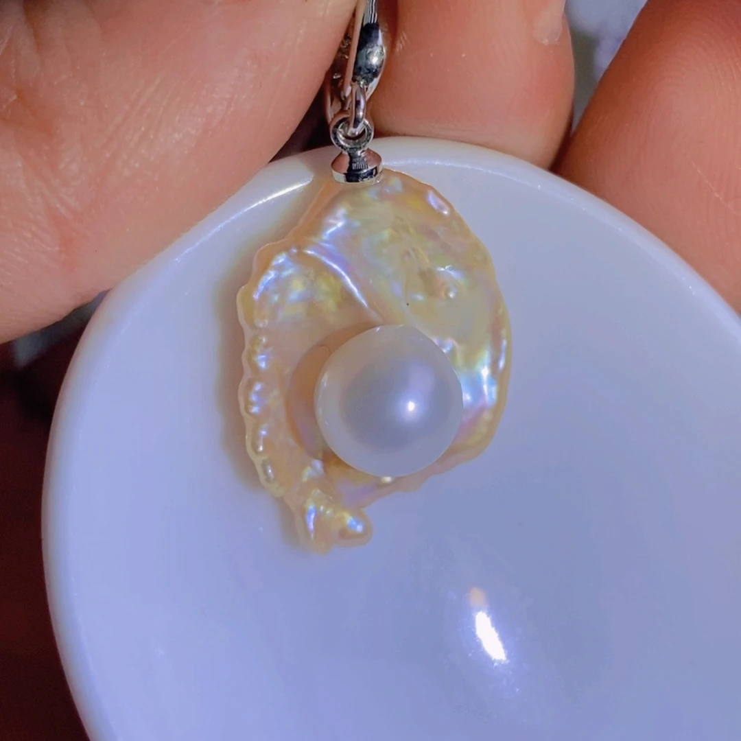 银S925镶嵌天然淡水珍珠淡水珍珠