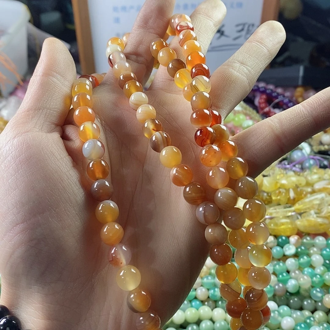 玛瑙/玉髓珠宝半成品未镶嵌两条8mm玛瑙打包A12