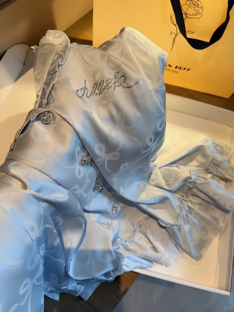 【DMXJ大梦想家】轻奢高级感蝴蝶结冰丝睡衣女春秋季新款套装家居服