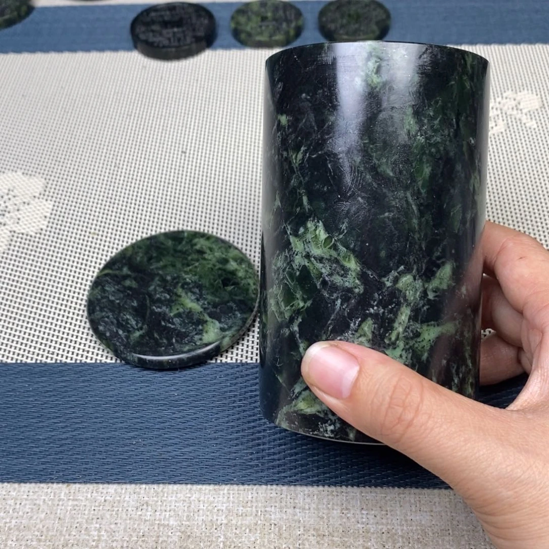 蛇纹石玉未镶嵌药王石水杯/茶叶罐