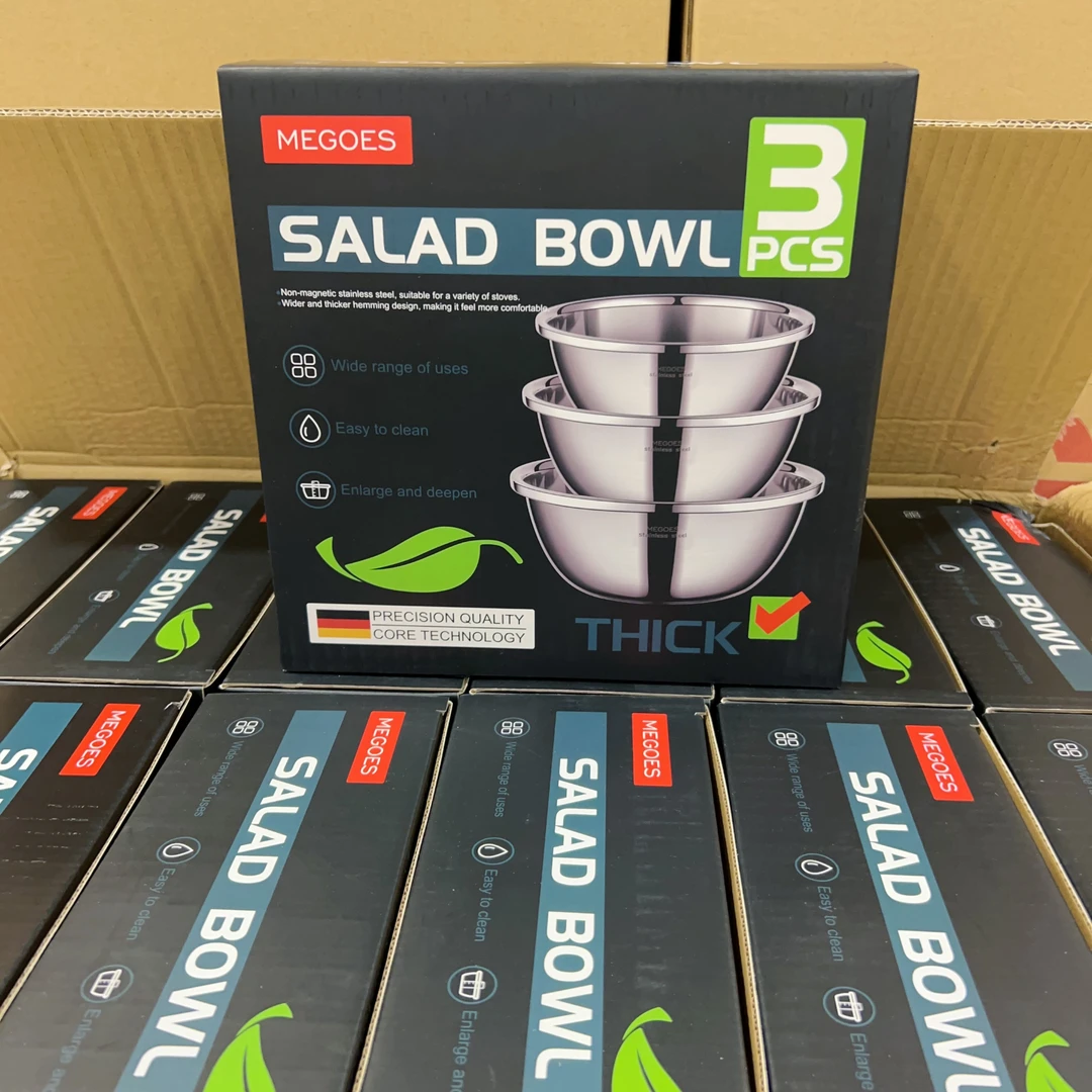 【柒佑】MEGOES麦高斯不锈钢沙拉盆三件套