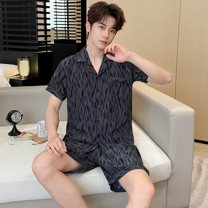 2025新款睡衣男士夏季冰丝短袖短裤薄款男生春秋青少年家居服套装