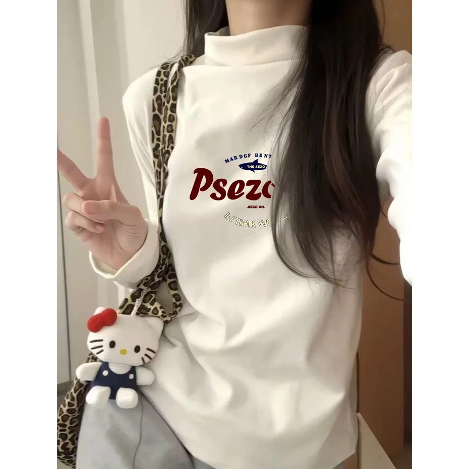 女半高领德绒长袖T恤女秋冬加厚通勤百搭内搭外穿保暖上衣