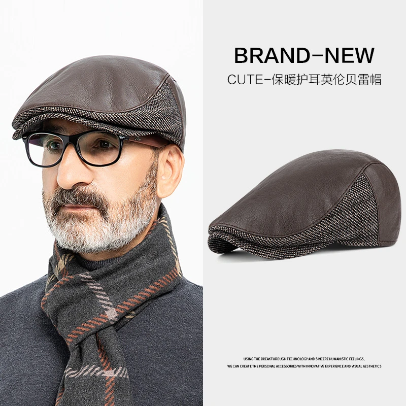 爸爸帽子贝雷帽秋冬加厚老人帽爷爷冬季保暖中老年人鸭舌帽老头帽