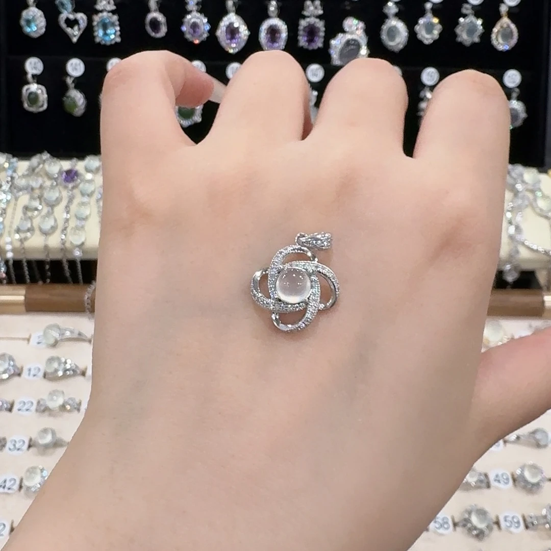 D***Y蛇纹石玉银S925镶嵌吊坠(赠链)