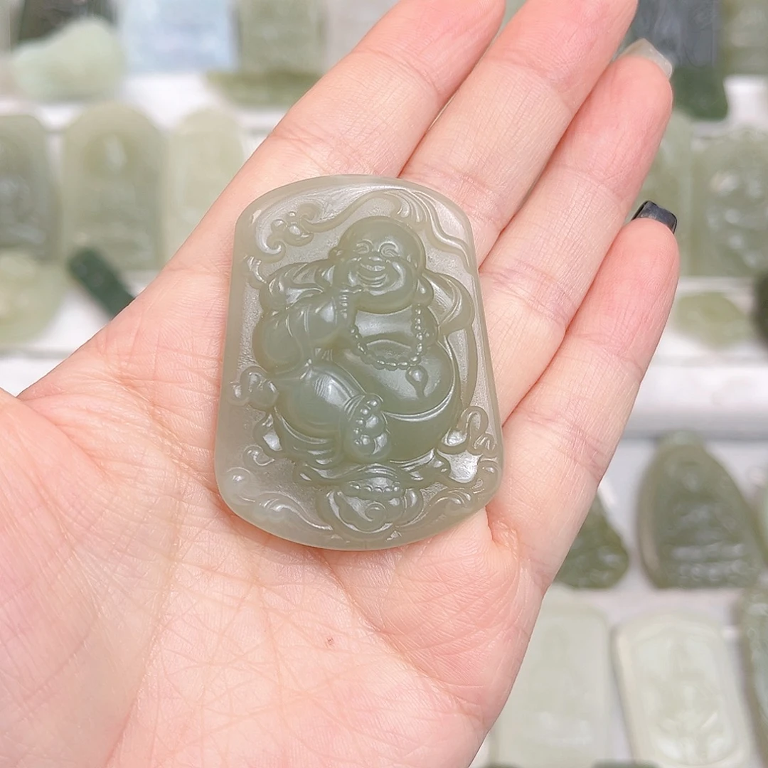 和田玉未镶嵌颈饰逍遥佛