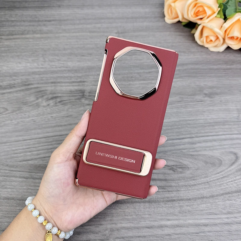 适用于华为MateXT非凡大师手机壳新款真皮纳帕纹腕带支架手机壳