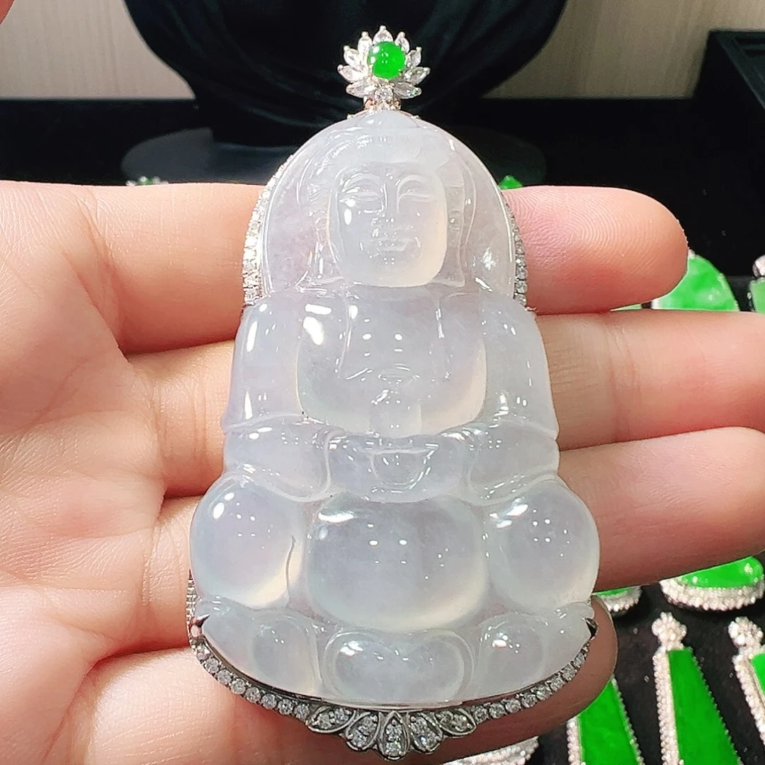 翡翠18K金镶嵌吊坠(不含链)