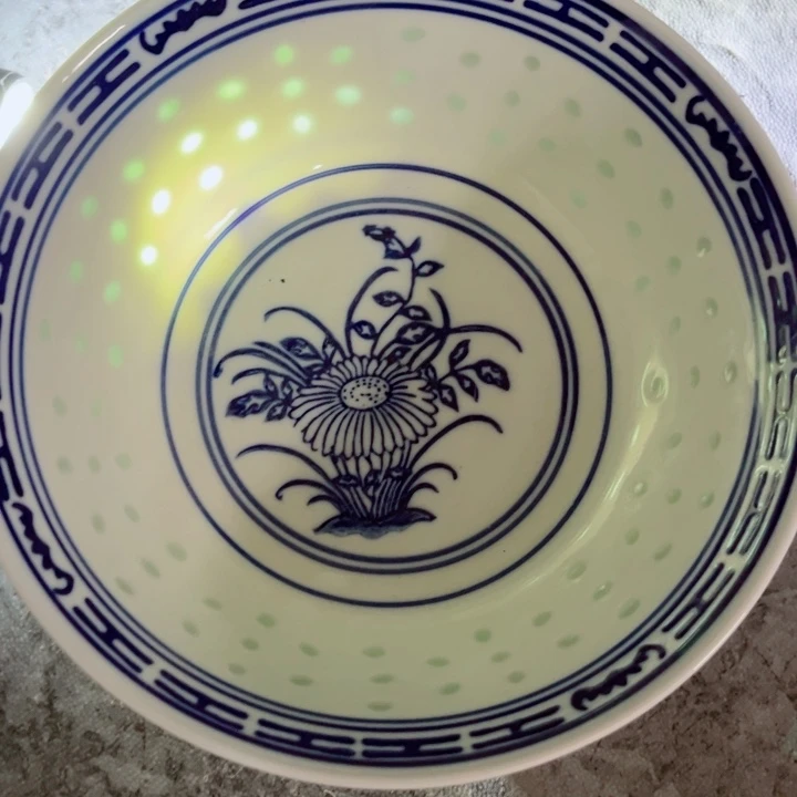 青花玲珑7寸面碗兰花