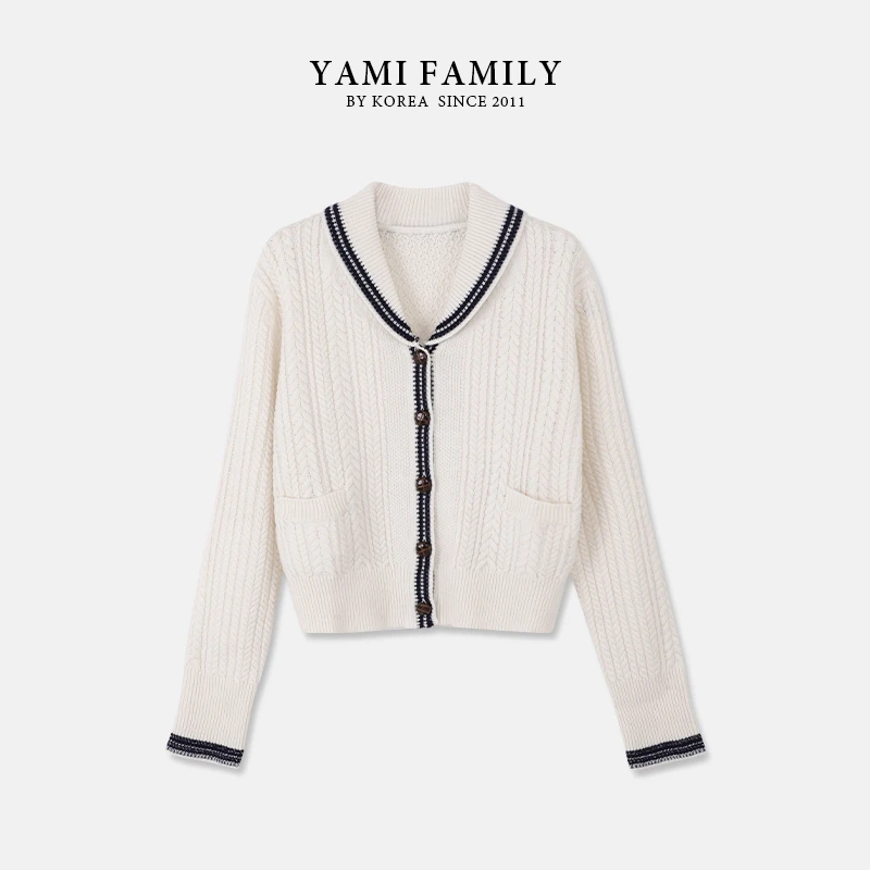 【瑞士卷】YM-ZZS-2414 长袖针织衫百搭设计师秋冬撞色秋季翻领