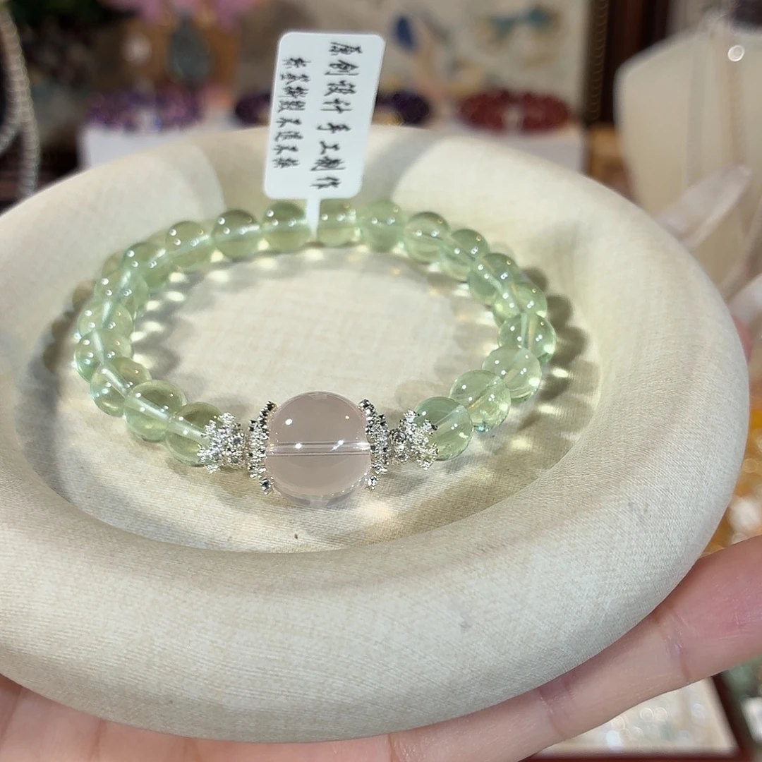 未镶嵌萤石手串冰透体绿萤石莫粉设计款8+
