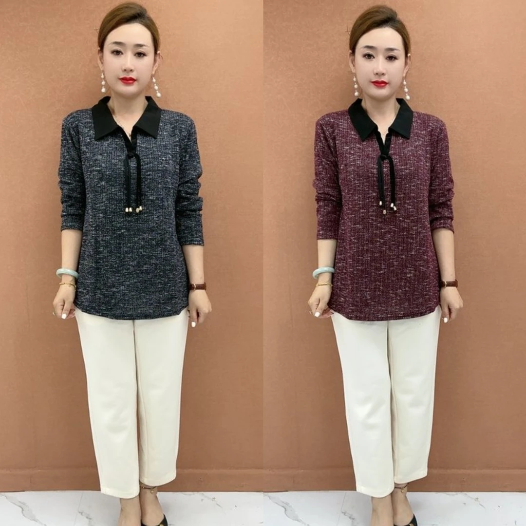 秋季新款翻领中长款时尚中老年大码女装宽松显瘦百搭长袖加厚上衣