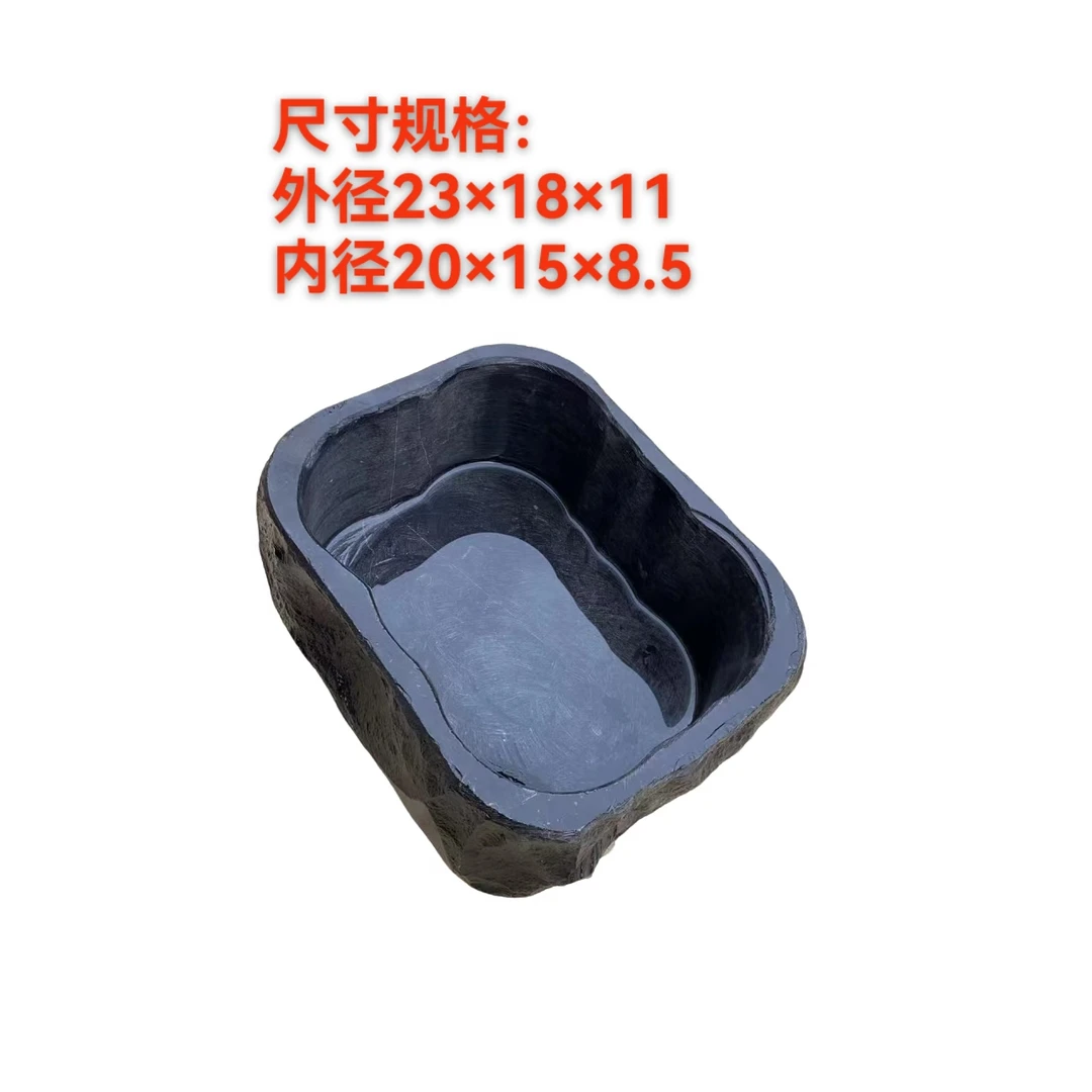 贵州青龙石手工制作复古花盆，古法养鱼摆件醒老石匠石器