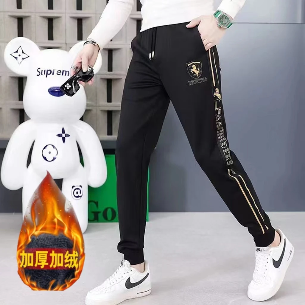 男士冬款时尚百搭潮流灯芯绒帅气修身弹力加绒加厚保暖小脚休闲裤