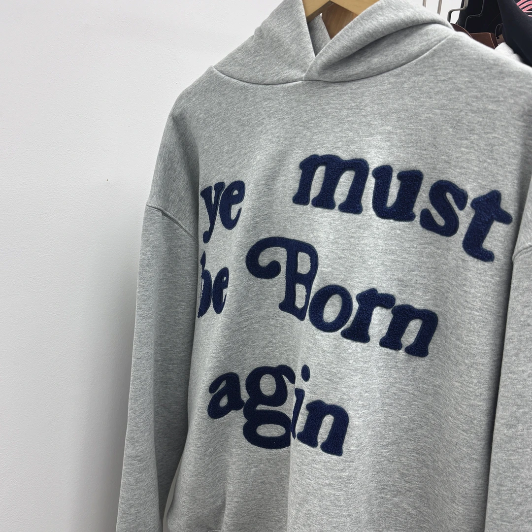 重生连帽加绒连帽藏青色珊瑚绒字母 灰色卫衣 灰色男（X51）