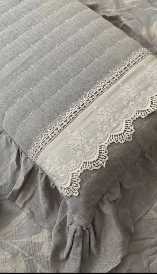 韩版出口提花工艺棉麻款床盖四件套