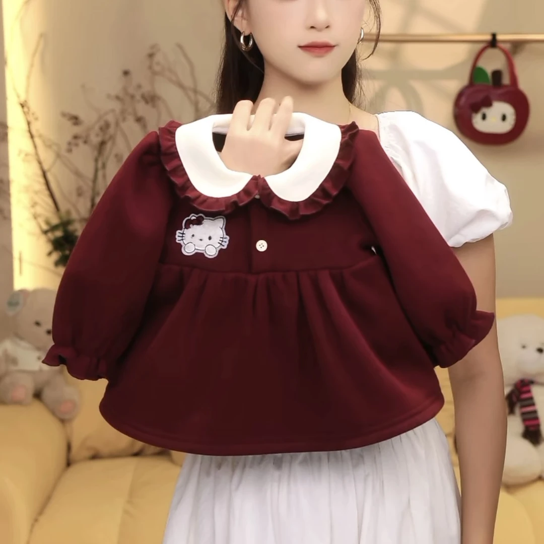 女童加绒卫衣冬季新款2025小女孩娃娃衫上衣卫衣儿童宝宝冬季长袖