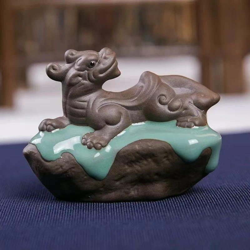 紫砂手工貔貅茶道茶玩把玩工艺品器物个性中式家用配件