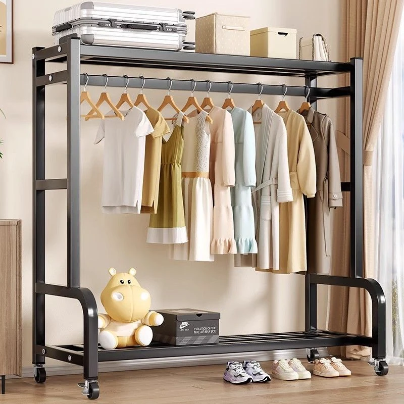 衣帽架落地立式可移动挂衣服架子加粗加厚室内晾衣架家用简易衣柜