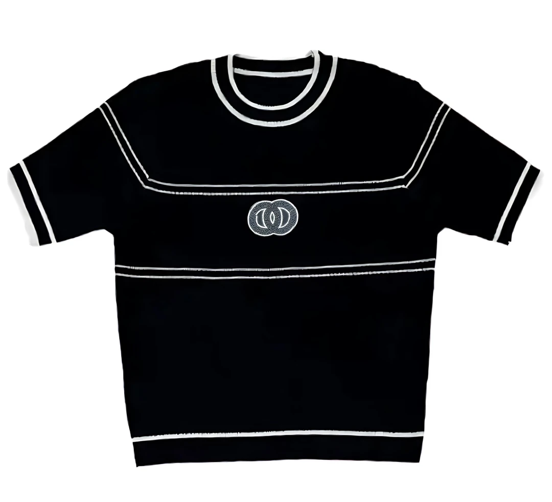 澳门港正品时尚休闲百搭条纹设计感夏季男女装毛针织衫#2637