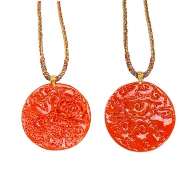 ·深海牛血红凤凰牡丹吊坠 A124-DCC-2A