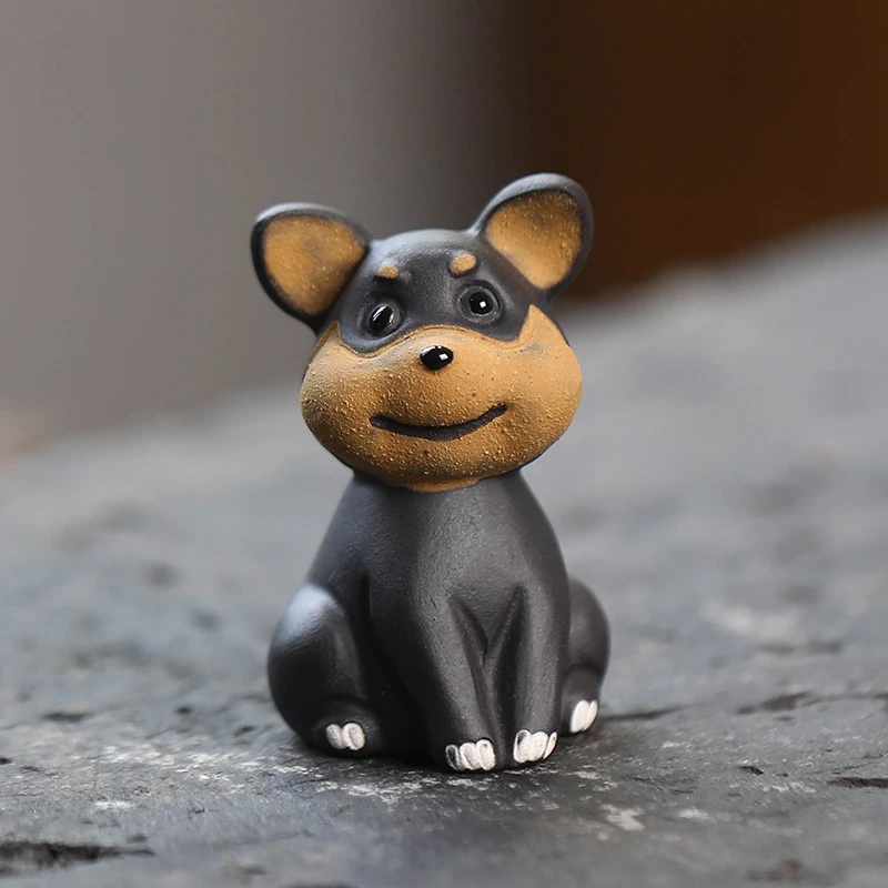 紫砂茶宠小狗摆件创意手工茶道件旺财生肖蜜蜂狗茶具配件装饰可爱