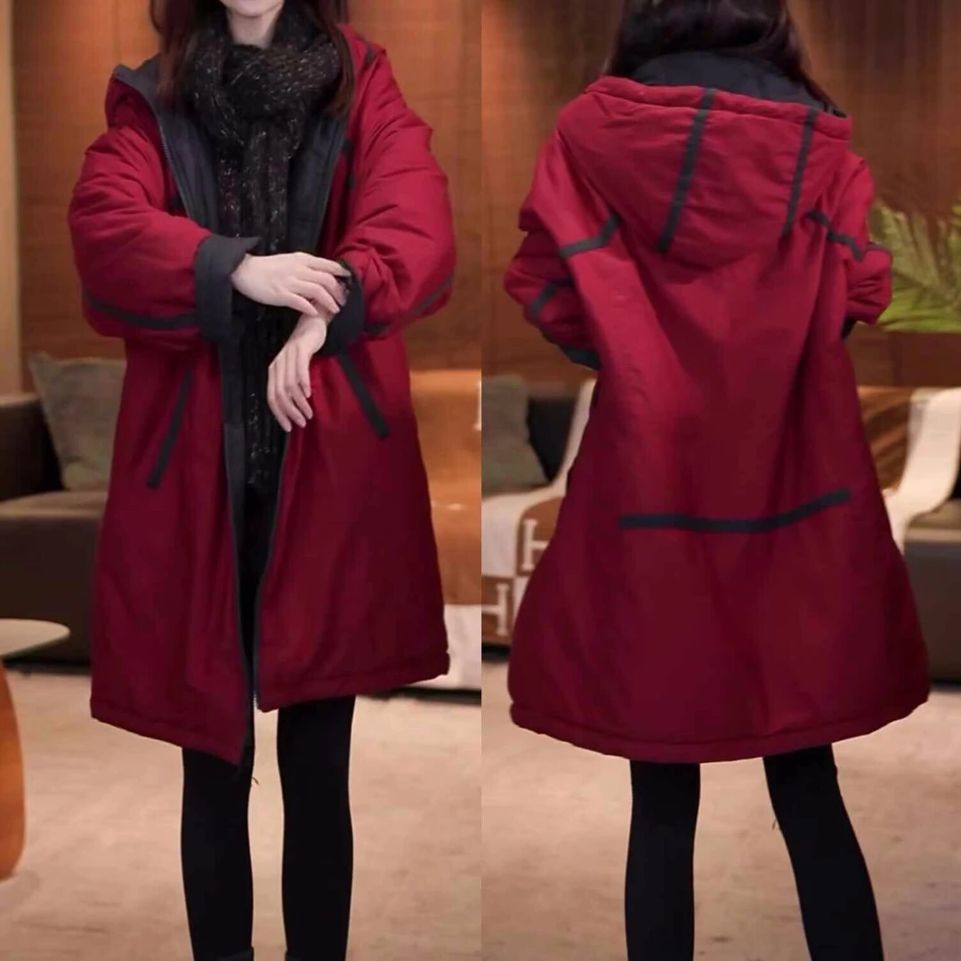 时尚休闲宽松显瘦时尚减龄棉衣2025秋冬季气质双面穿连帽棉服外套