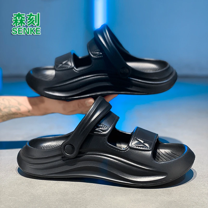 森刻拖鞋男夏季外穿踩屎感厚底防滑耐磨拖鞋开车户外运动沙滩凉鞋