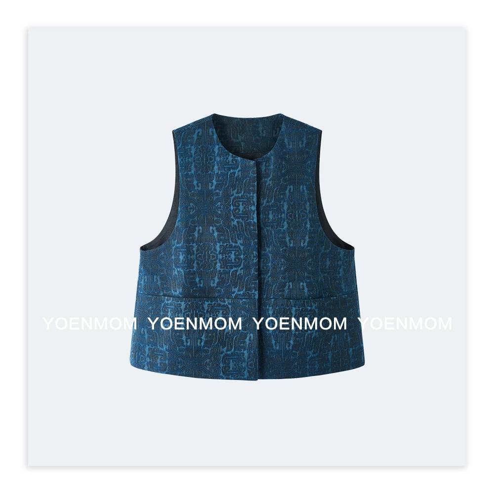 YOENMOM·饕餮纹·桑蚕丝香云纱油绸浮雕立体提花高级老钱国风马甲