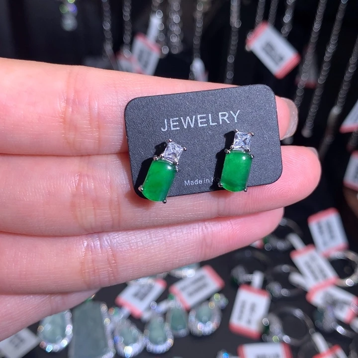 翡翠未镶嵌耳饰耳钉