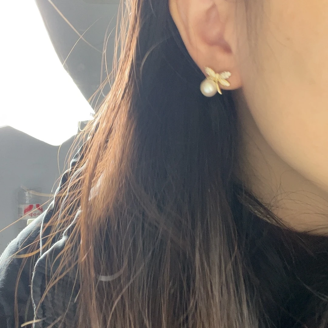银S925镶嵌淡水珍珠耳饰