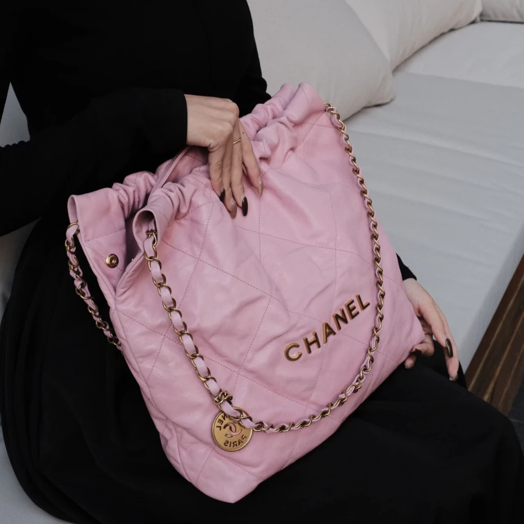 99新 Chanel/香奈儿 多多奢品香奈儿芯片小号粉色垃圾袋/98新包展