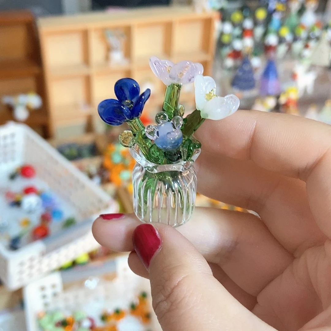 琉璃手工艺品一盆花