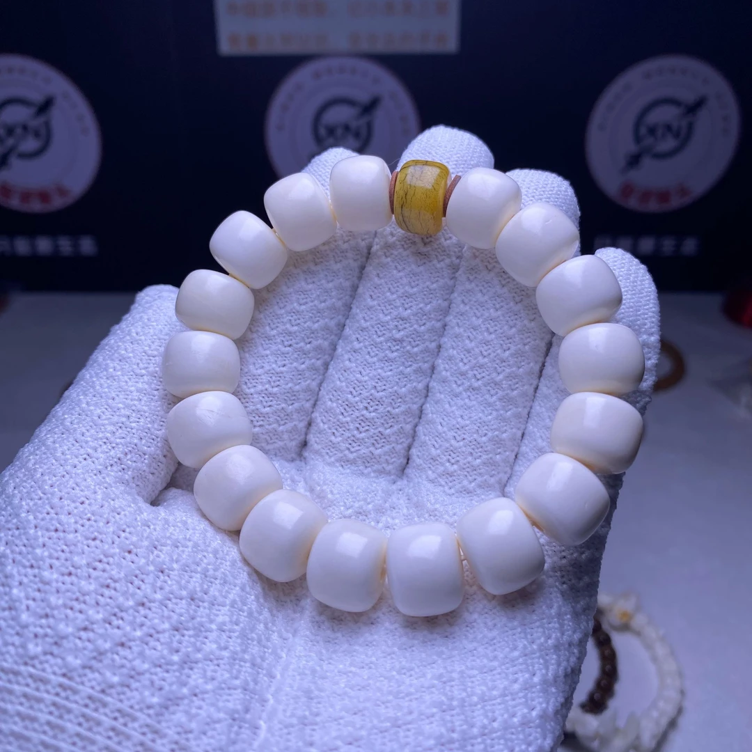 【玺诺鹿角手串】精美养殖鹿角雕刻桶珠手串搭配高密高油文玩