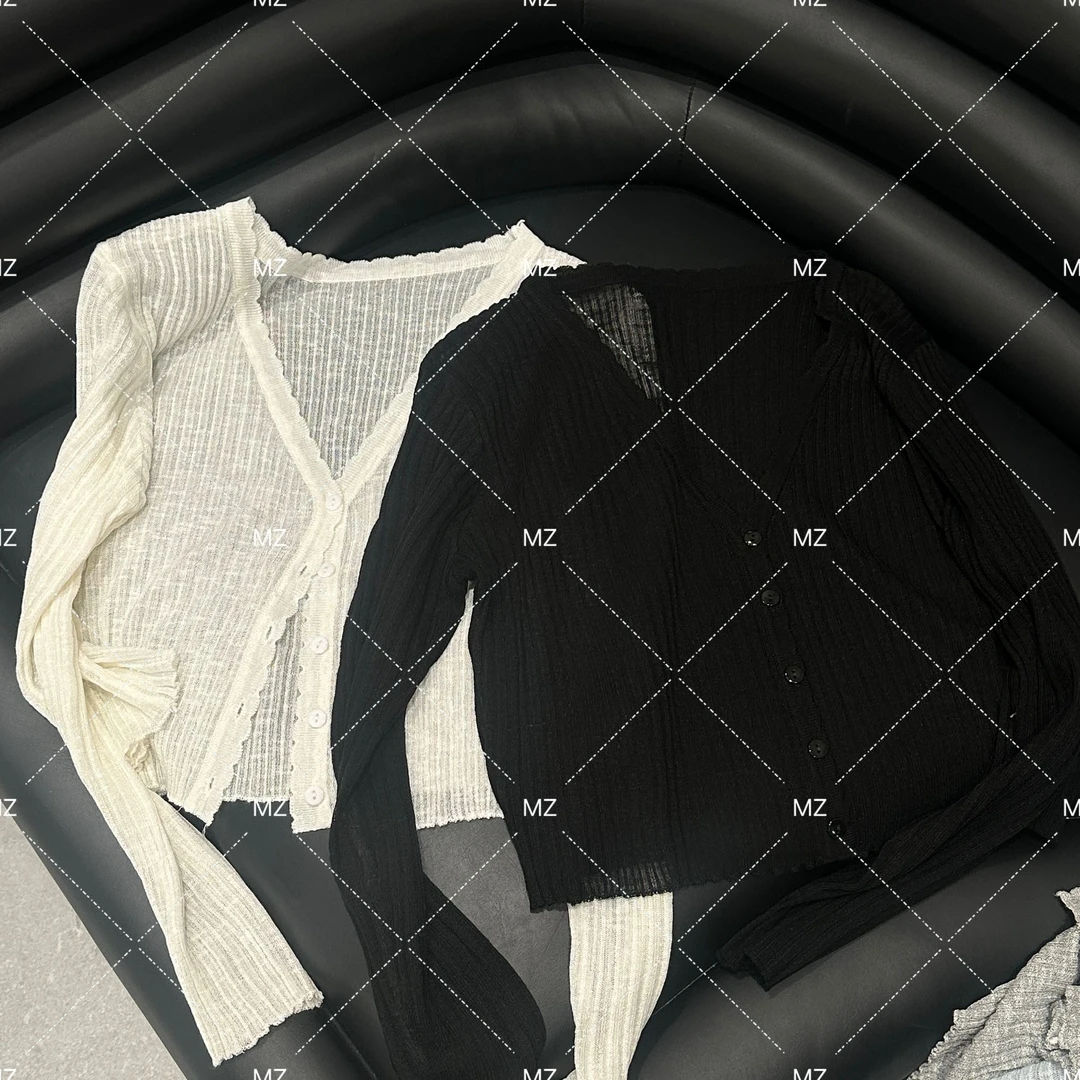 韩版气质显瘦时尚百搭设计感花边开衫洋气衣服女A827