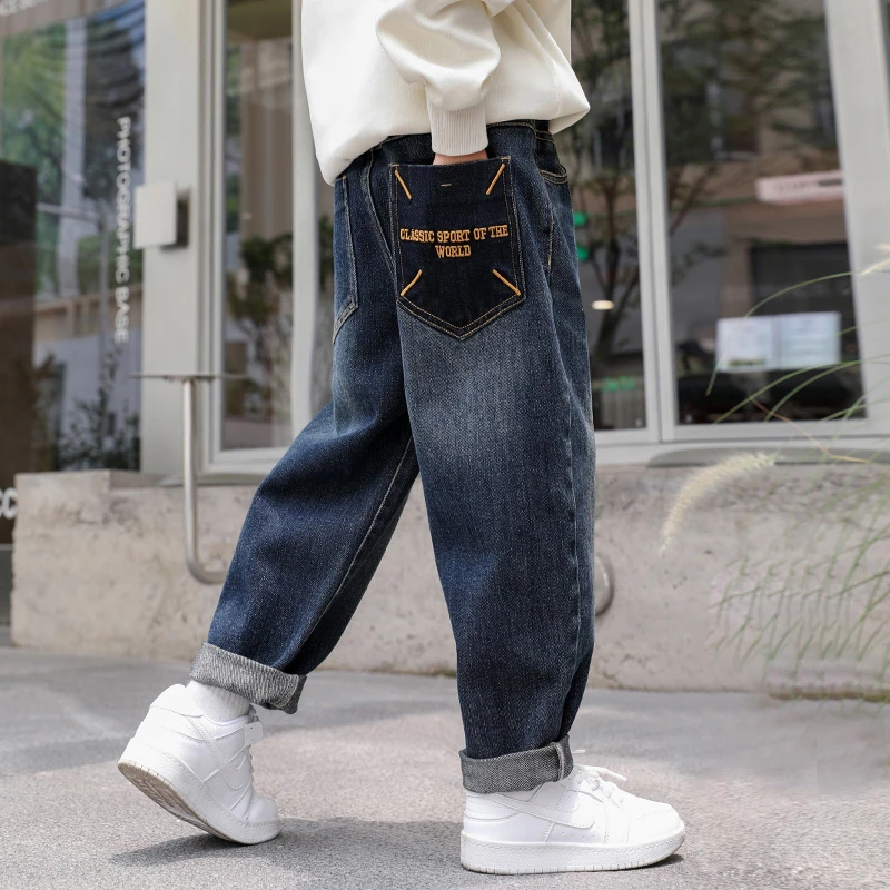 男童牛仔裤春秋款中大童休闲长裤宽松2025儿童裤子弹力洋气百搭潮