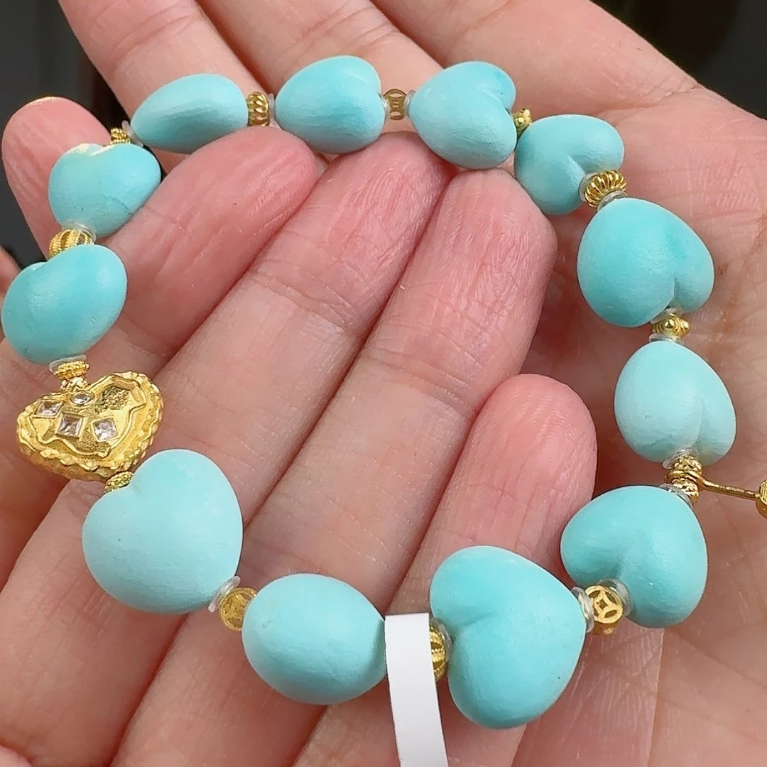 绿松石珠宝奇石18K金镶嵌