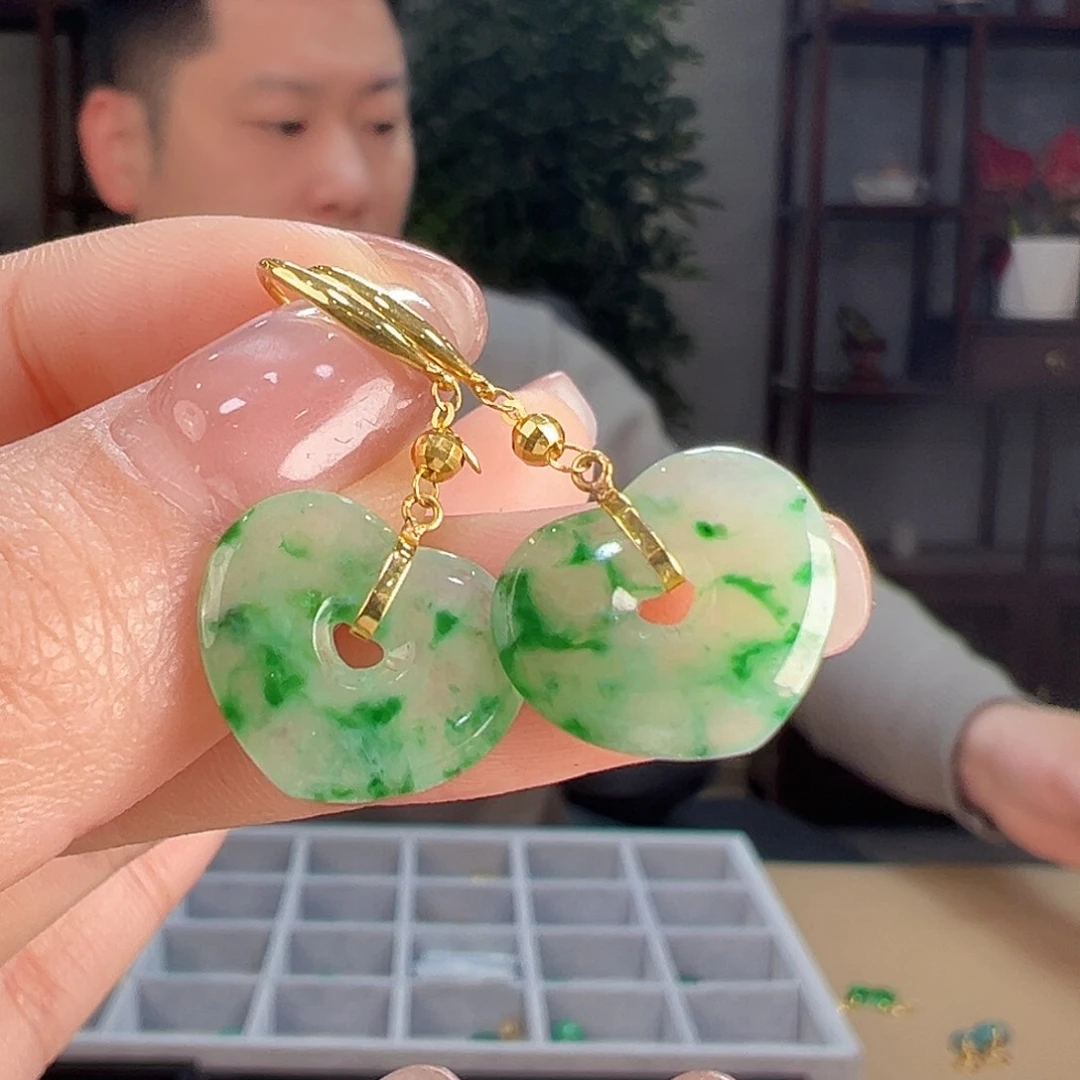 翡翠耳饰18K金镶嵌耳环62