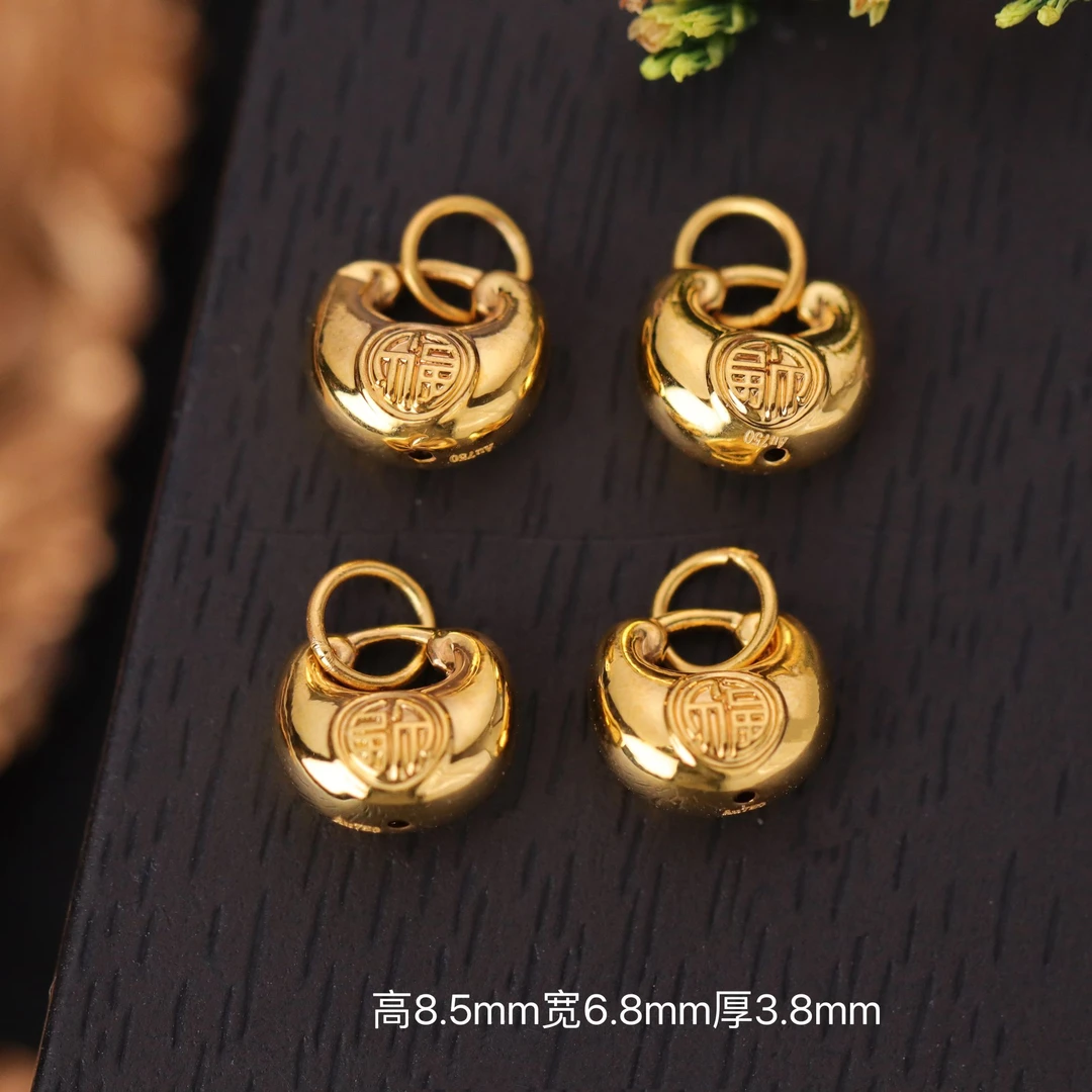 顺-丰包邮【来福工厂】18k金精工福字小胖福钱袋子福袋提溜挂坠配饰