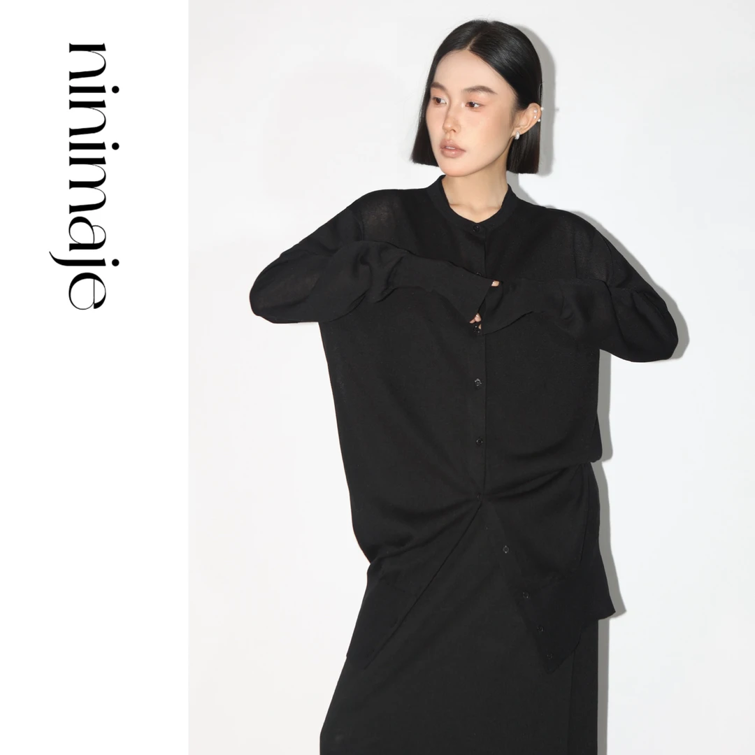 NanBeiBei  设计师款调性廓形肌理质感薄款百搭针织开衫 5641