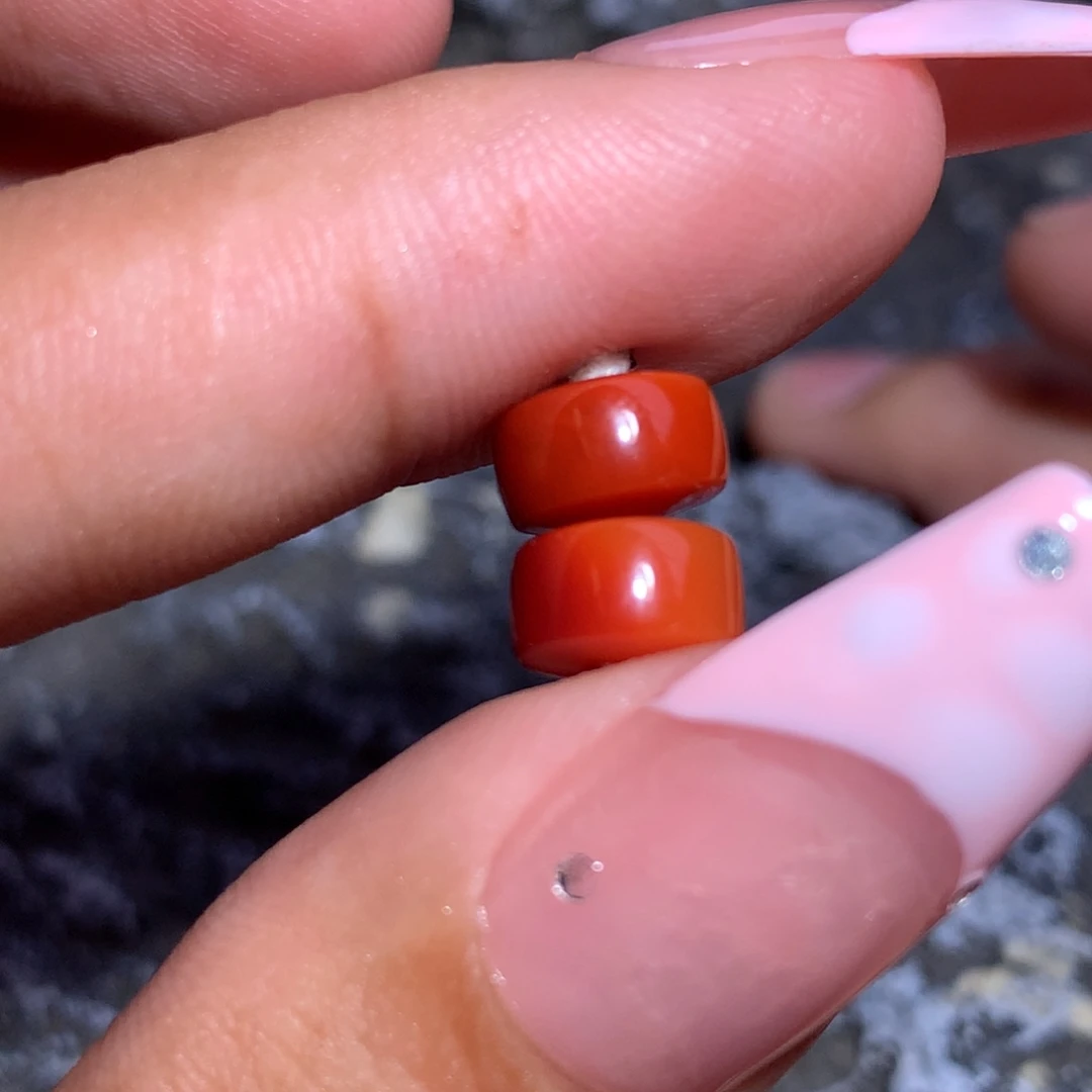 南红玛瑙未镶嵌柿子玫红隔珠8×4.5