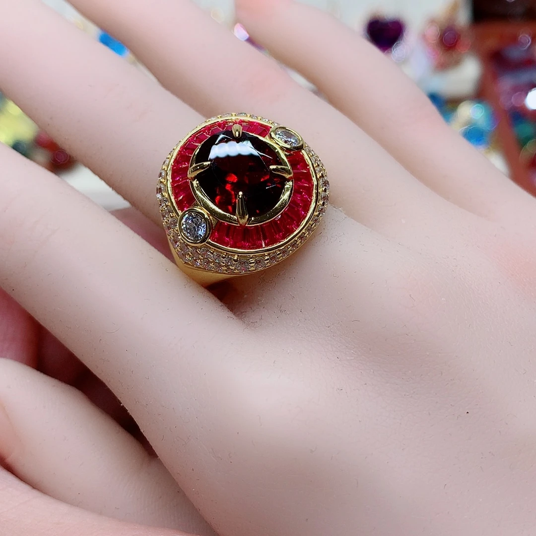 银S925镶嵌戒指石榴石