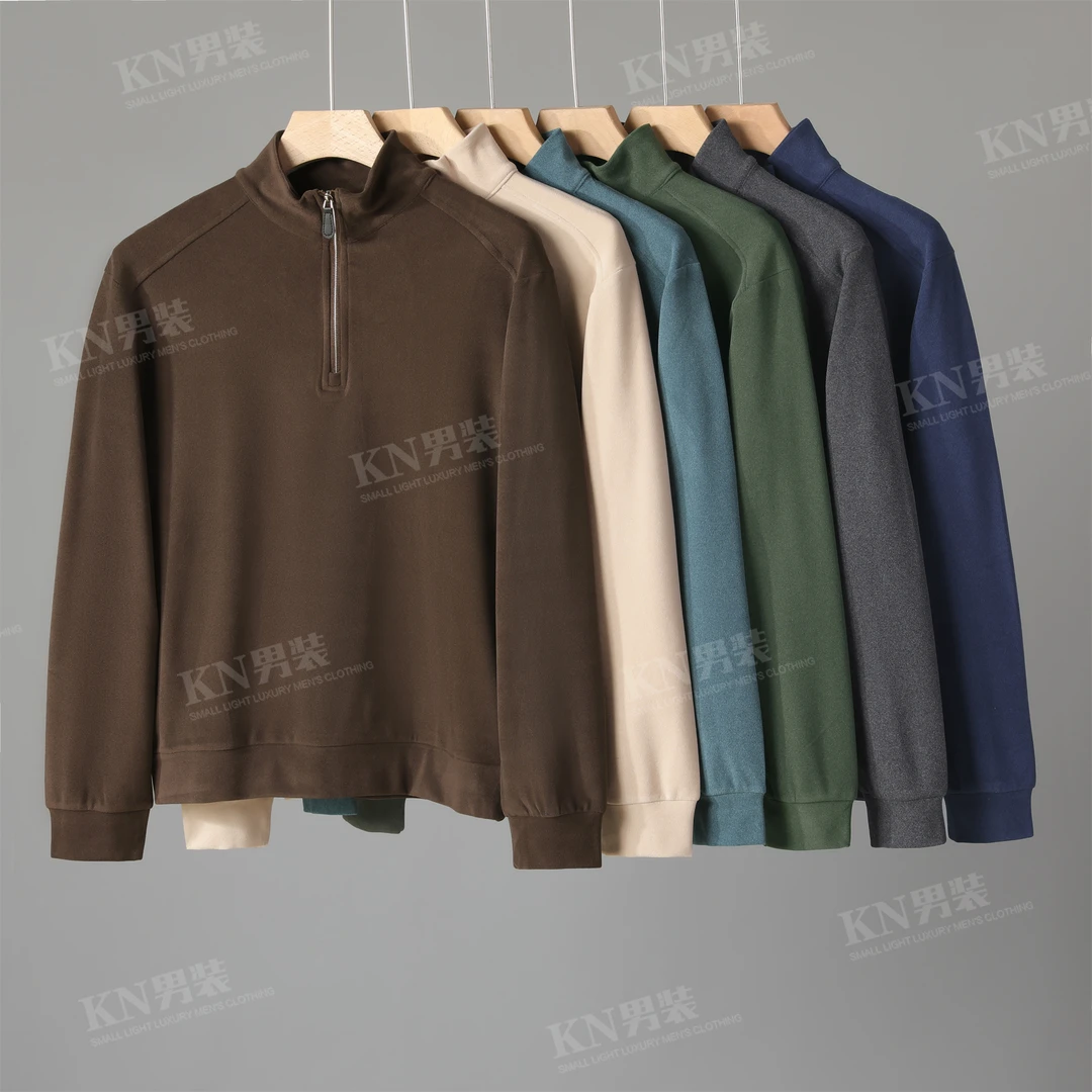 新款轻奢立领拉链男士长袖打底衫时尚秋冬季百搭外穿保暖德绒卫衣