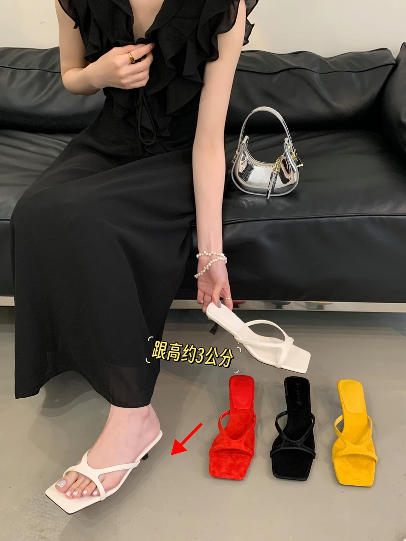 韩版减龄爆款女鞋细跟116-3拖鞋时尚夏季仙女风法式少女晚晚风