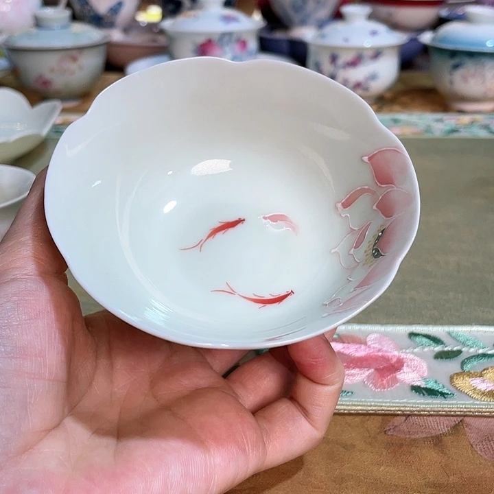 【闪购商品】荷漾鱼影大宽口茶杯