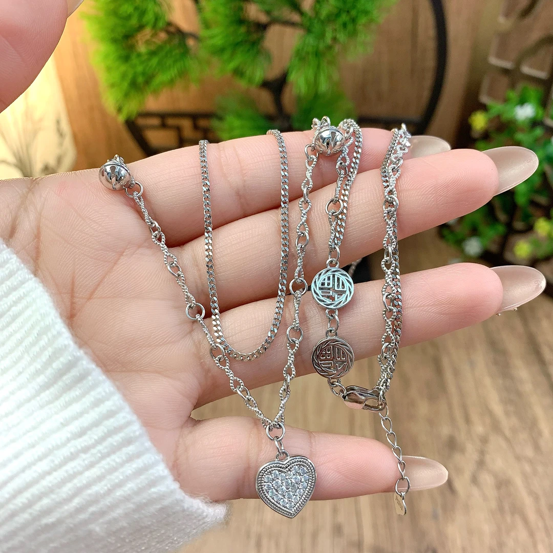 铂金项链pt950铂金吊坠爱心套链莫桑钻铂金首饰珠宝饰品女款礼物