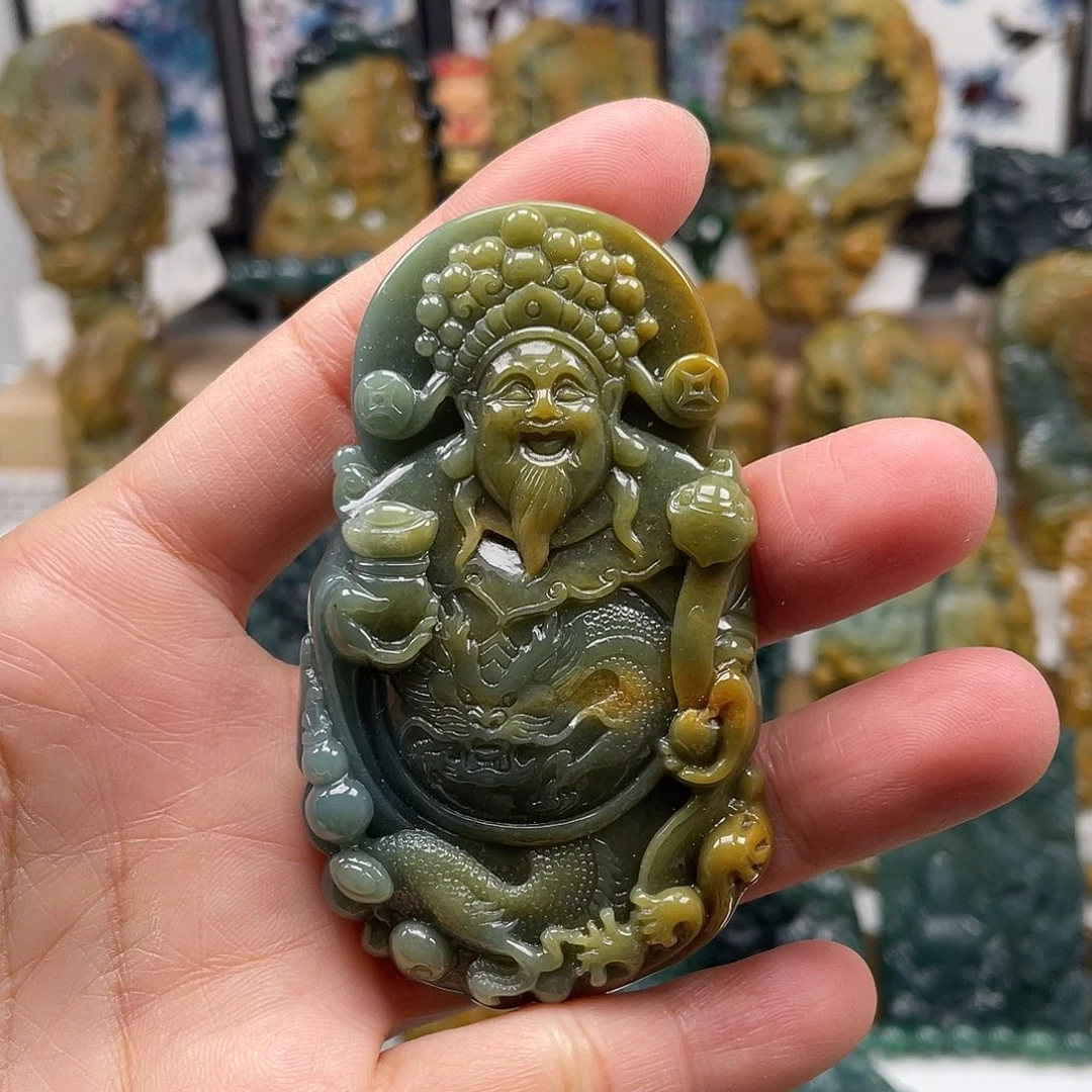 翡翠未镶嵌颈饰天然翡翠a货财神