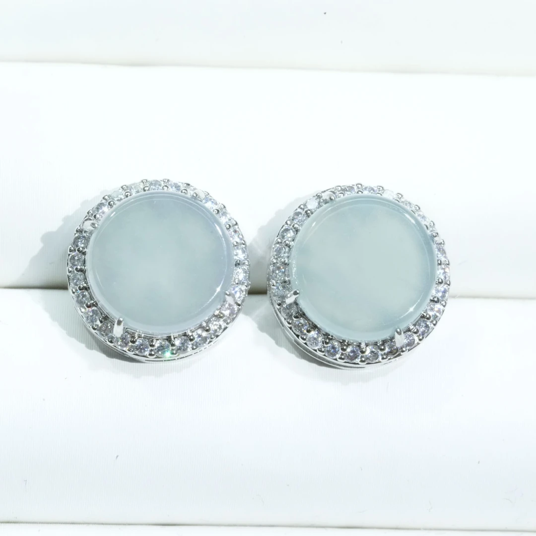 天然A货翡翠无事牌耳钉气质优雅百搭轻奢多样性发一对时尚