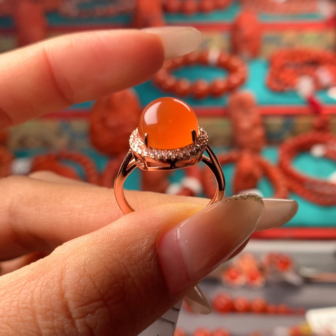 合金南红玛瑙戒指